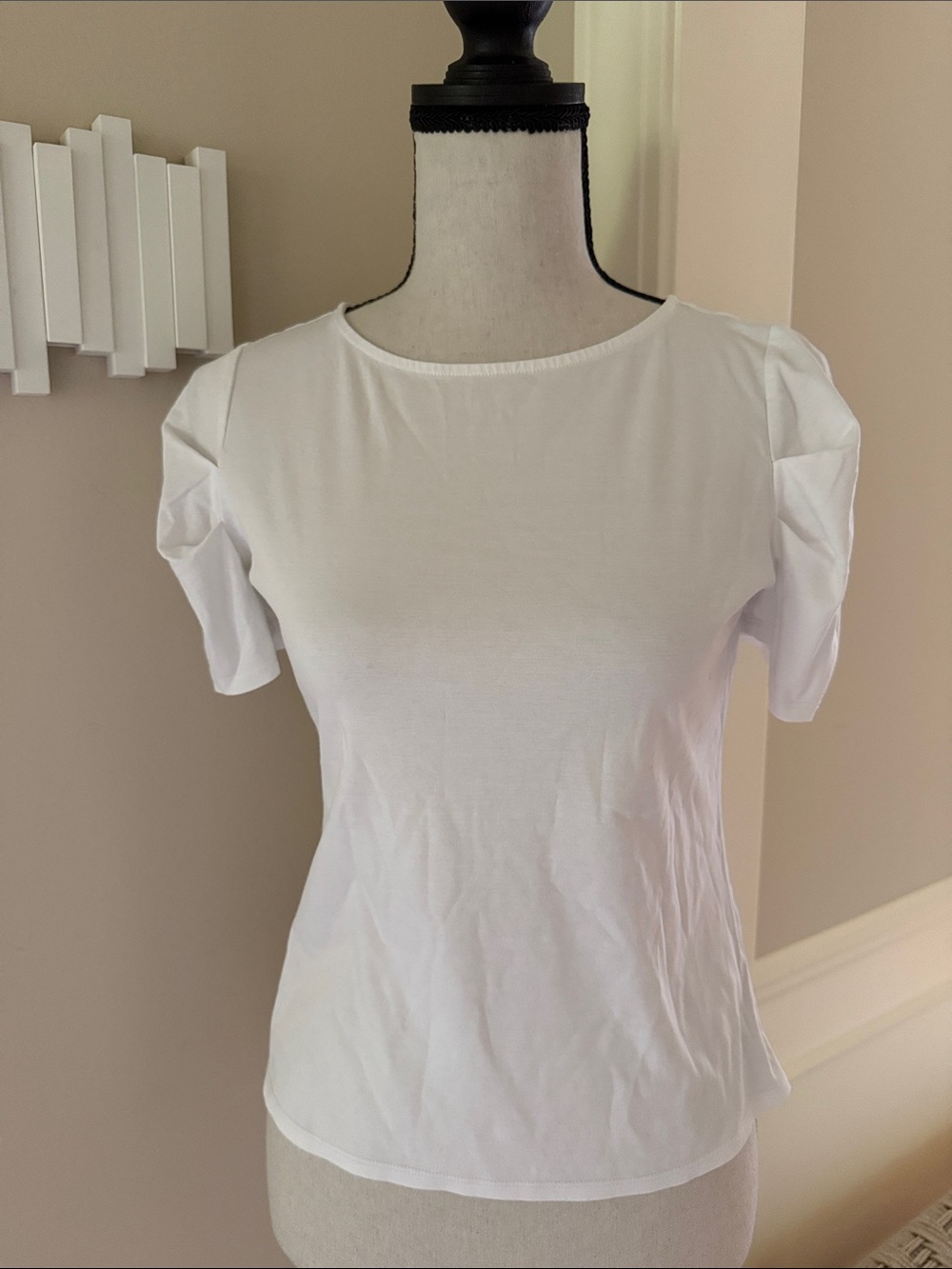 Antonio Melani White Puff Sleeve Cotton Top XS Short Sleeve Blouse T-Shirt